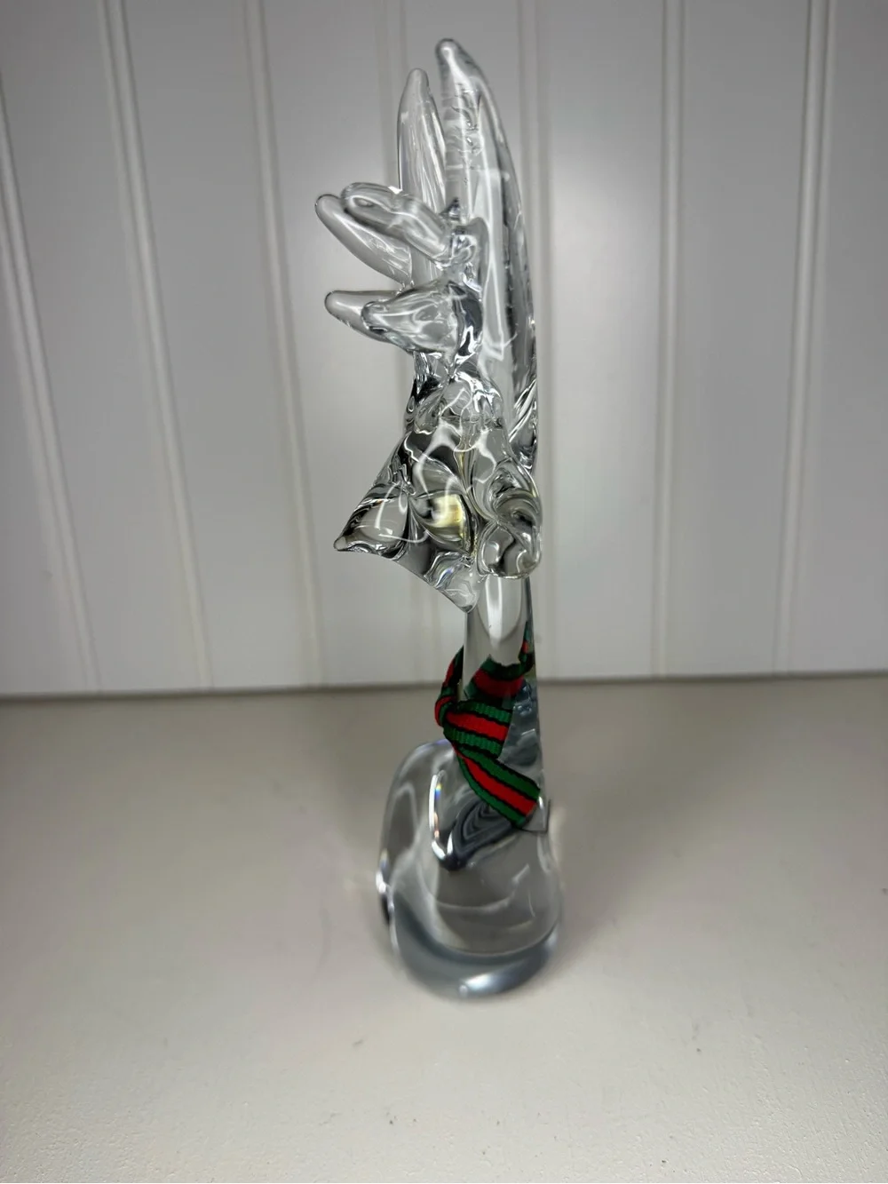 Vintage Lot 3, Enesco Clear Blown Art Glass Reindeer Deer Figurines, Holiday